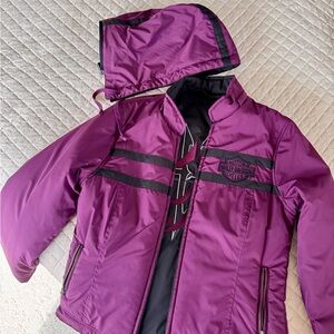 Harley-Davidson Girls' Purple Hooded Raincoat with Black Trim